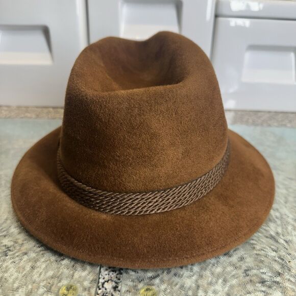 Vintage 1979 Dobbs Fifth Ave New York Fedora Hat Men's 7 1/8 Brown Fur Felt - Picture 6 of 16